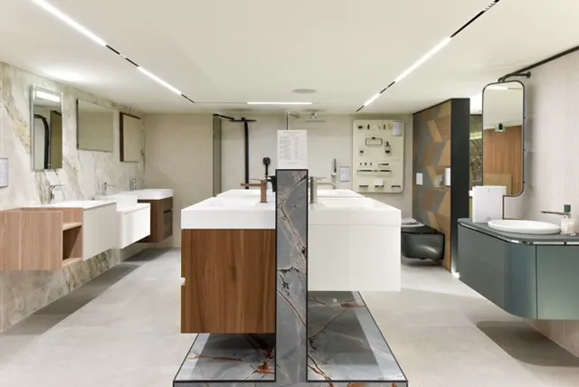 Rénovation du magasin Porcelanosa dans le centre ville de Lyon, Lyon 06, Atelier Céramique & Bois